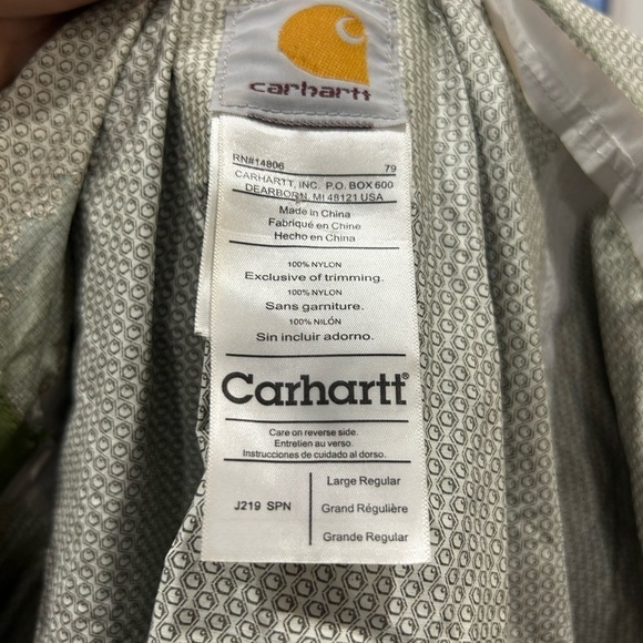 Carhartt green breathable zip up windbreaker jacket size L - Picture 6 of 6